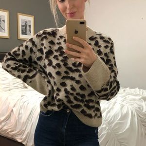 Animal print knit sweater